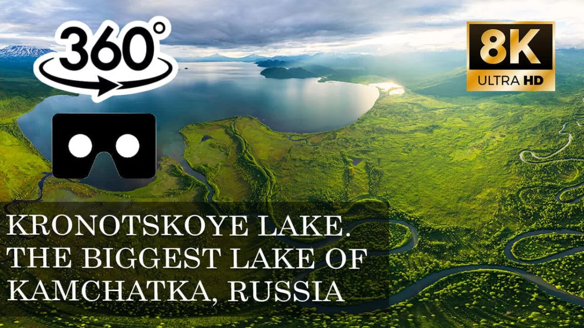 Kronotskoye Lake. The biggest lake of Kamchatka, Russia VR 360
