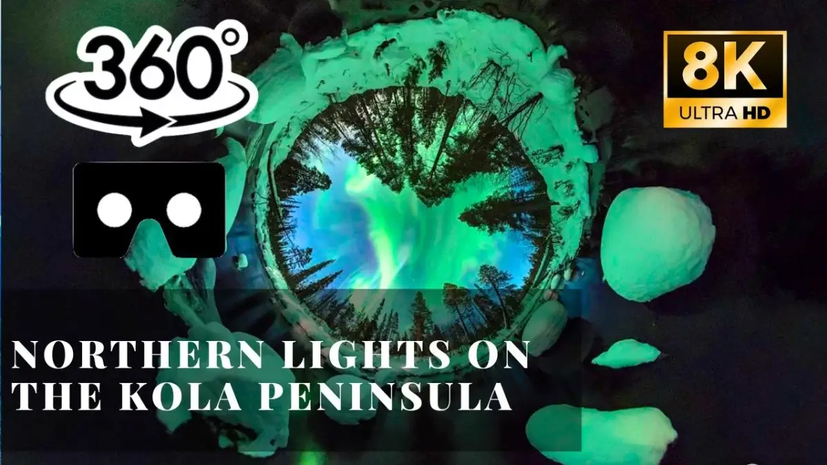 Northern lights on the Kola Peninsula VR 360