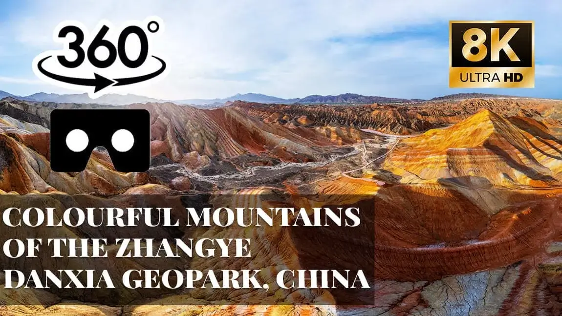Colourful mountains of the Zhangye Danxia Geopark, China VR 360