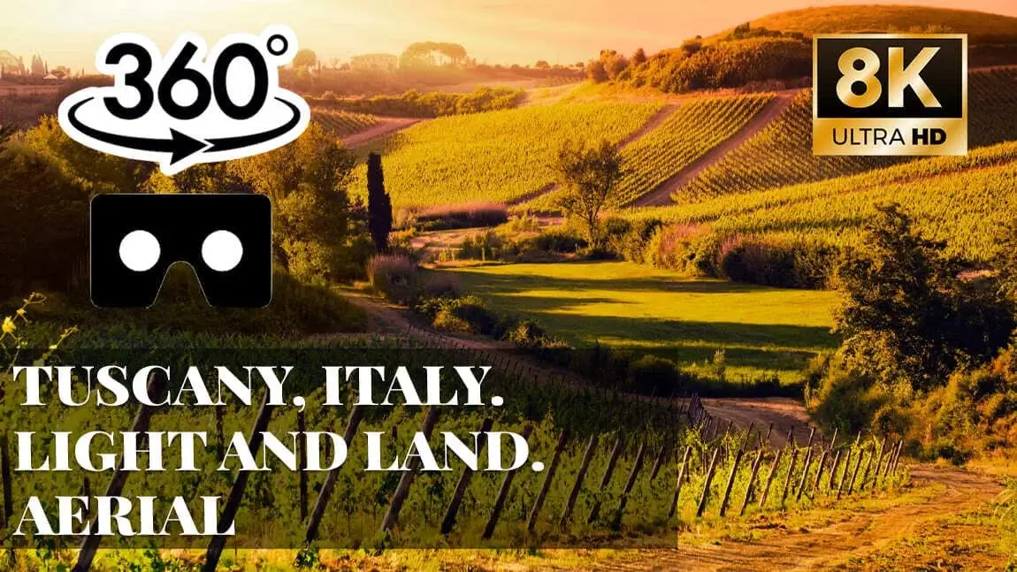 Tuscany, Italy. Light and Land. Aerial VR 360
